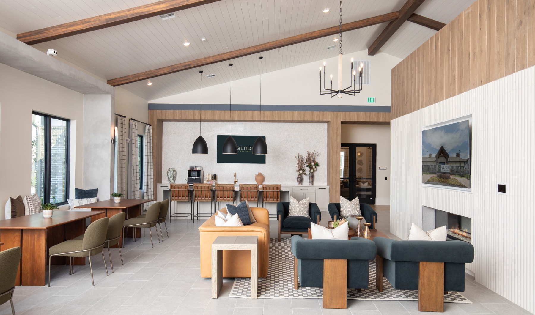 Clubhouse featuring a  meeting table,